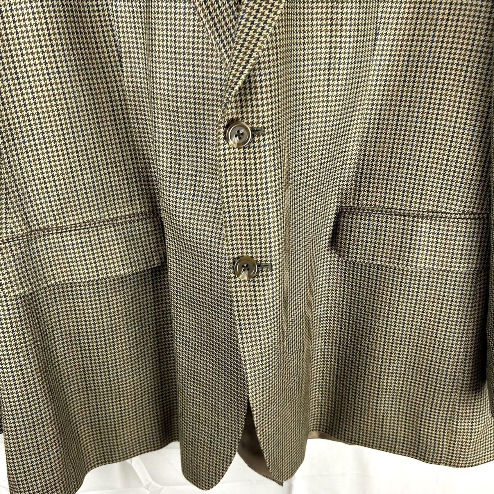 Chaps Chaps Sport Coat Silk 100% Brown Houndstooth 48L Single-Breasted Two-Button Jacket Mens Size US M / EU 48-50 / 2 - 3 Thumbnail