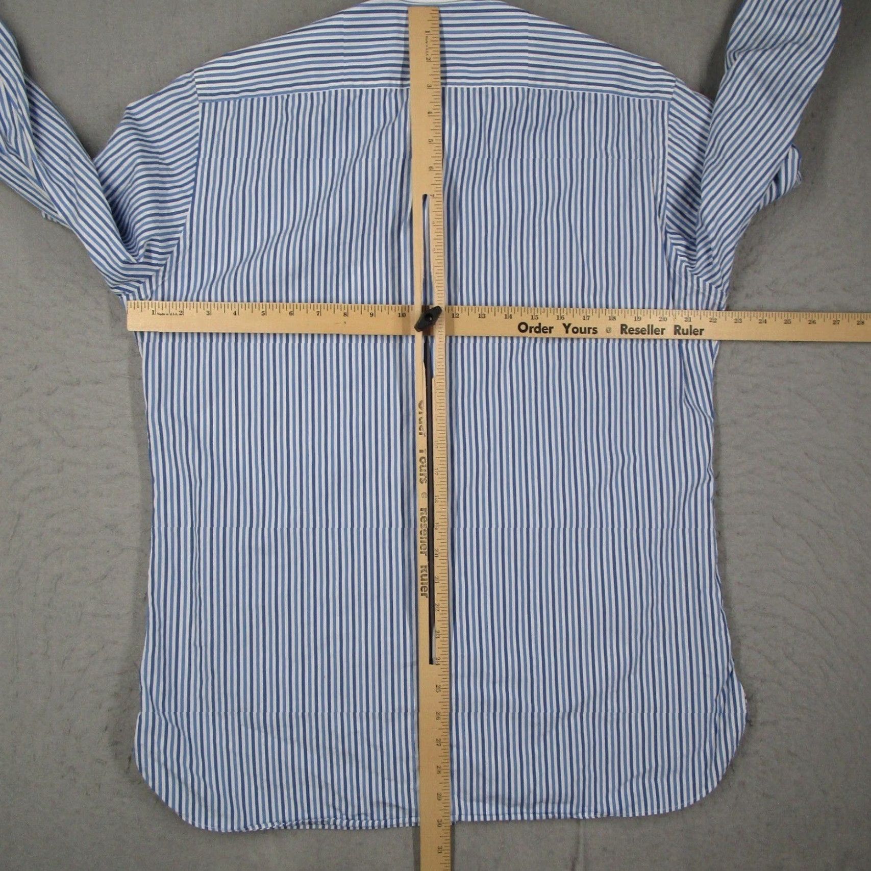 Vintage Luciano Barbera Shirt Men Large Blue White Striped Club Collar Button Down Italy Size US L / EU 52-54 / 3 - 7 Thumbnail