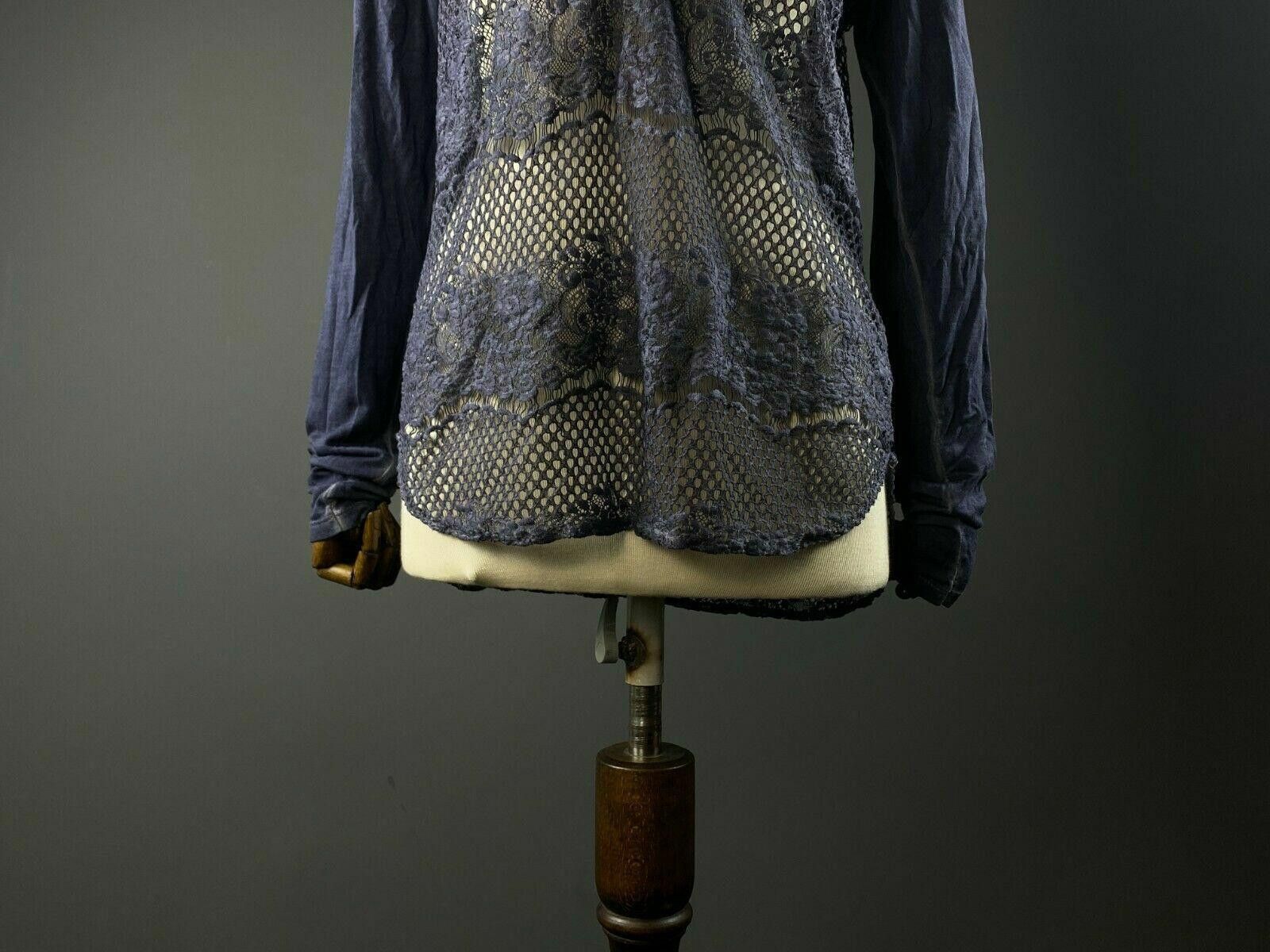 Designer Project AJ 117 Blue Floral Mesh Blouse Sweater Size XL Size XL / US 12-14 / IT 48-50 - 4 Thumbnail