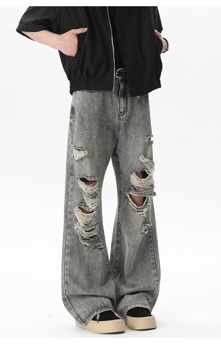 Japanese Brand Men's trendy retro loose wide-leg ripped jeans Size US 32 / EU 48 - 4 Thumbnail