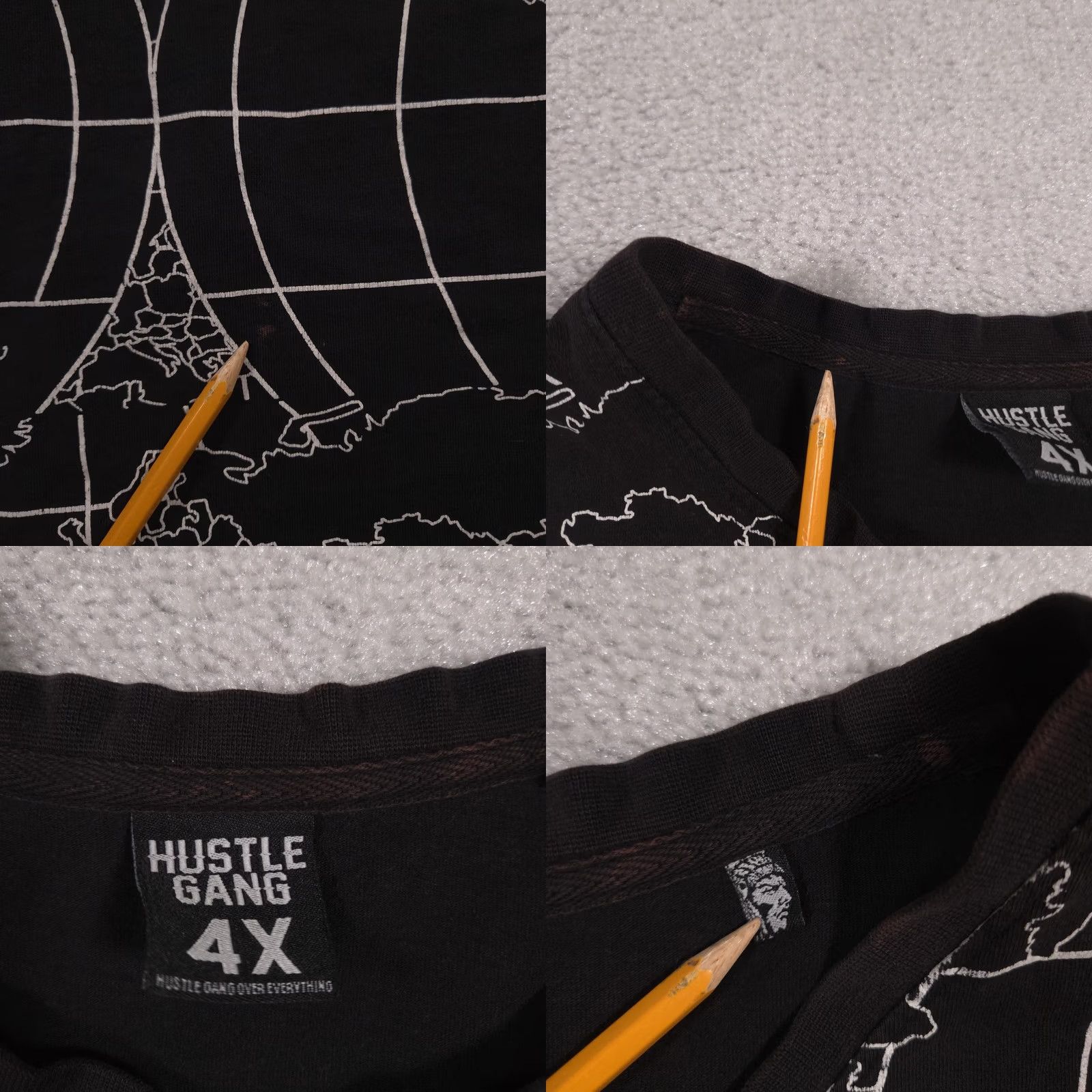 Vintage VINTAGE Hustle Gang Shirt Mens 4XL Black World Map Allover Graphic Patch Streetwear Size US XXL / EU 58 / 5 - 8 Thumbnail