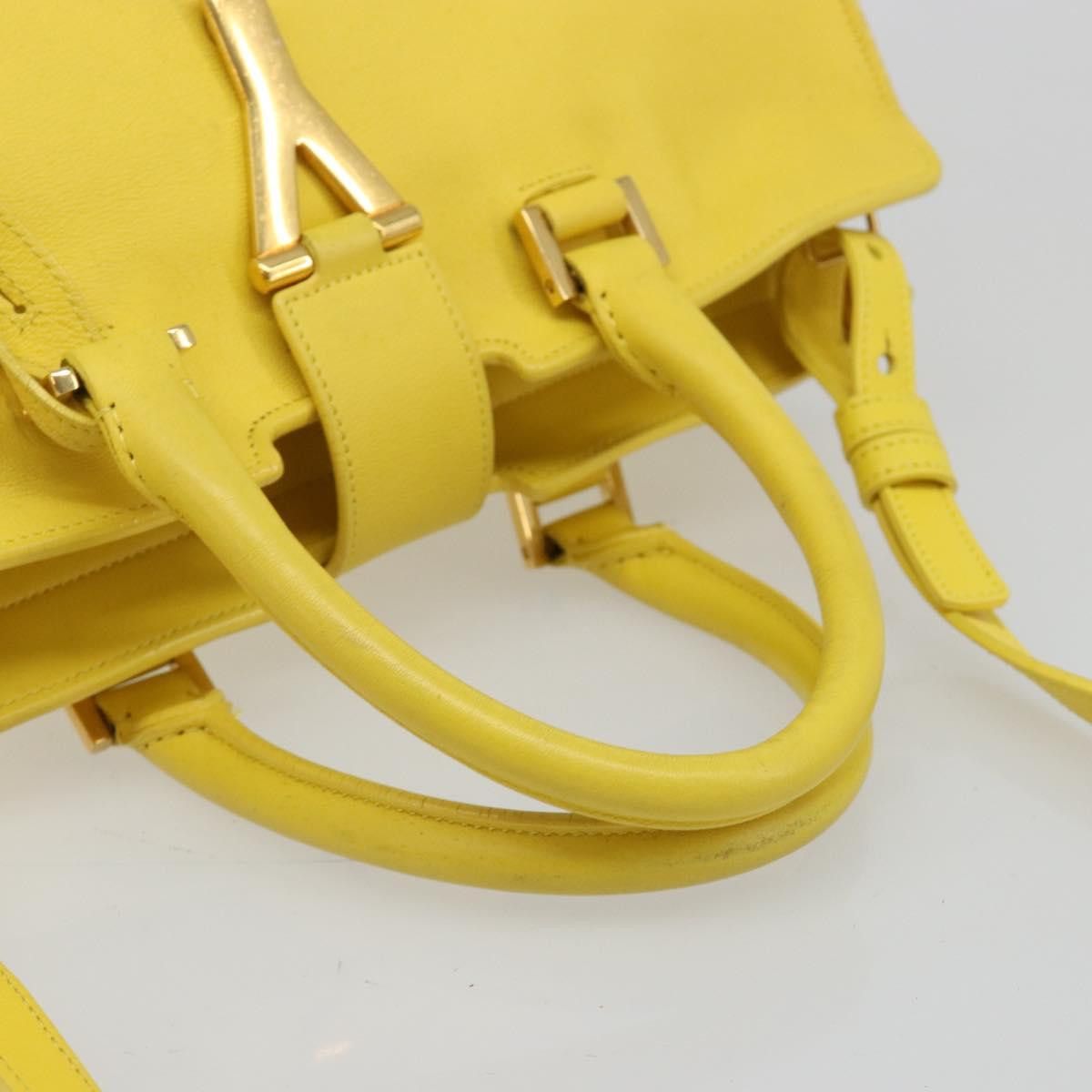 Saint Laurent Paris SAINT LAURENT Baby Cabas Hand Bag Leather 2way Yellow Gold Size ONE SIZE - 7 Thumbnail