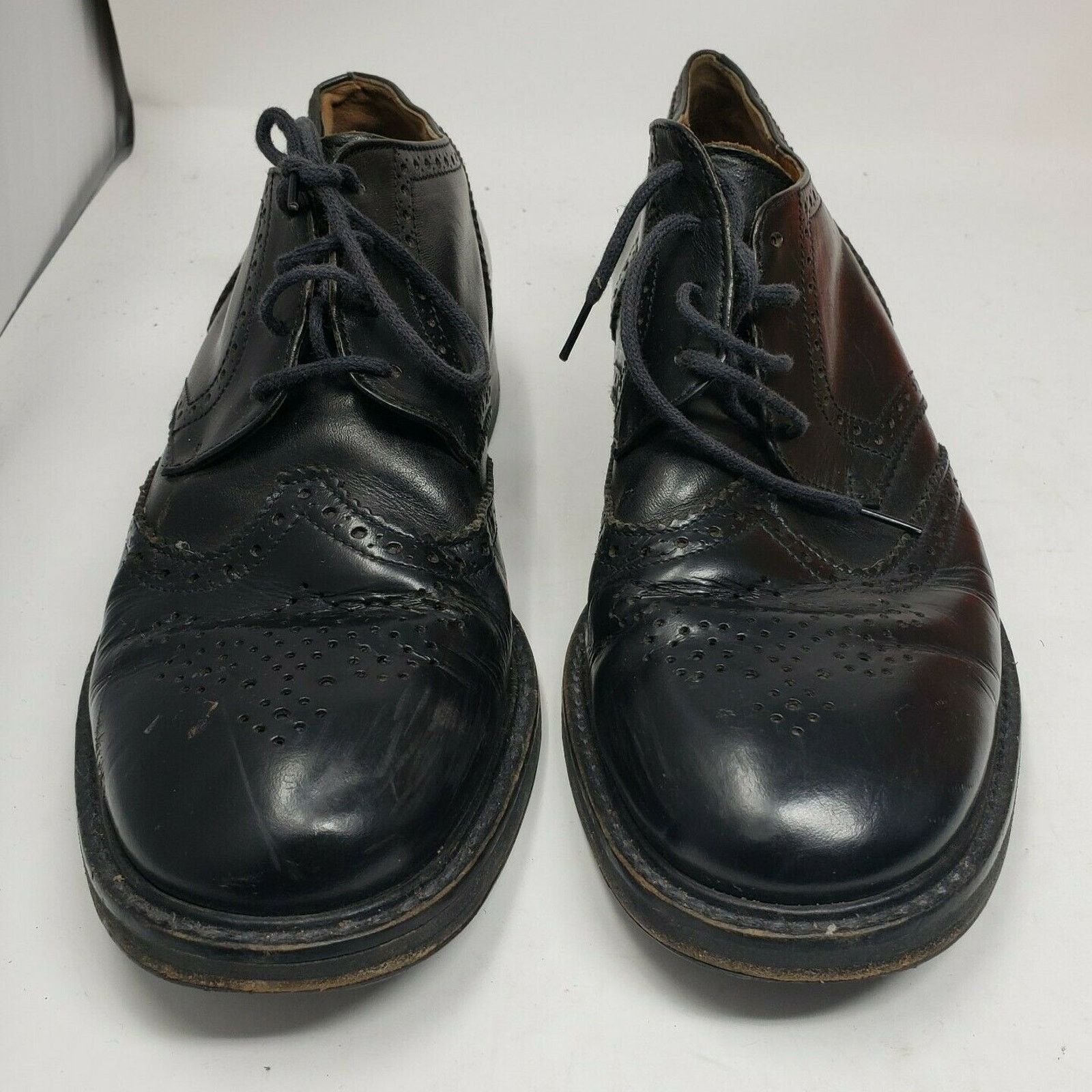 Dries Van Noten Wingtip Cap Toe Black Leather Shoes Sz 40