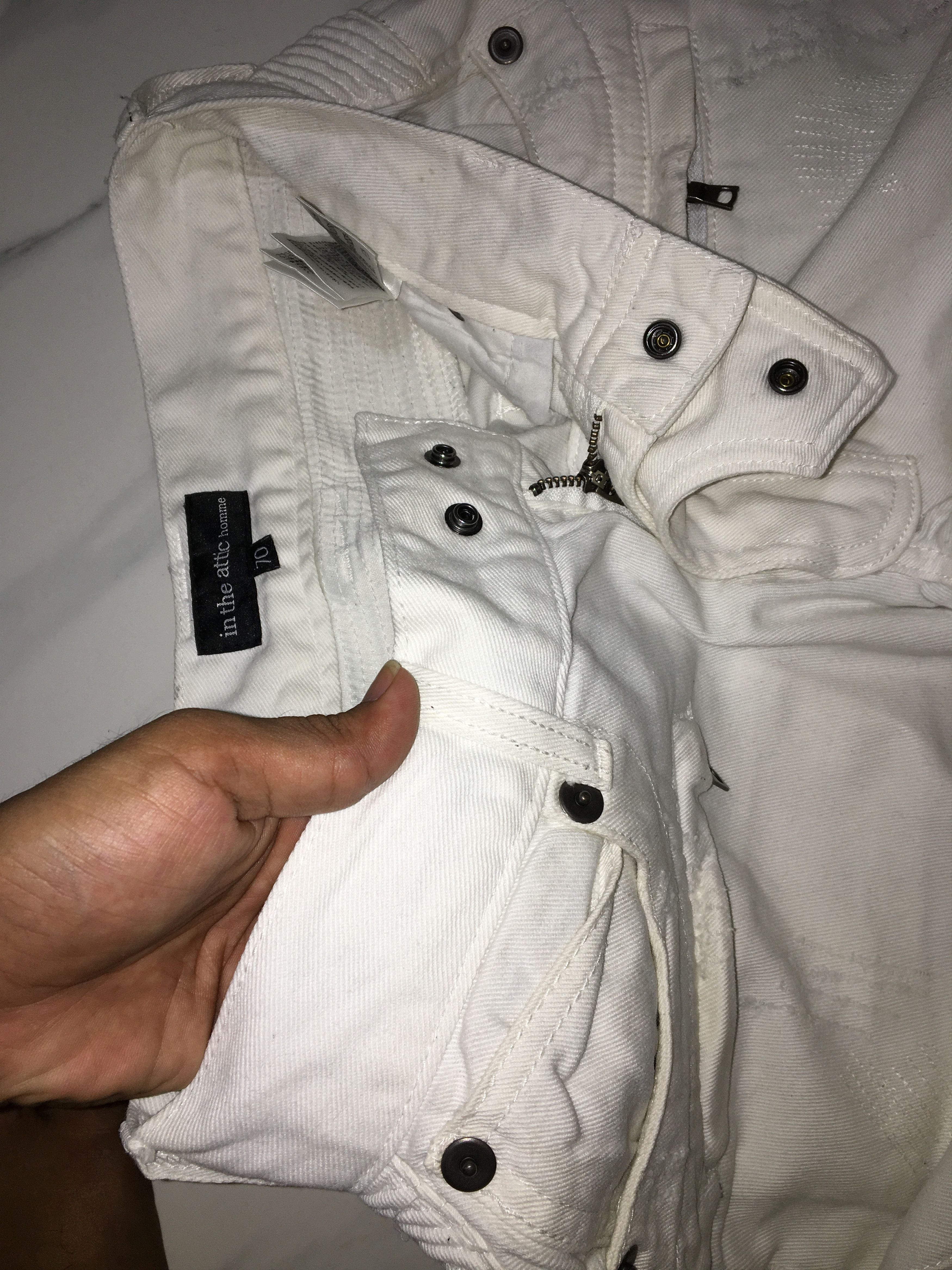 In The Attic In The Attic Biker White Denim Pants Size US 29 - 16 Thumbnail