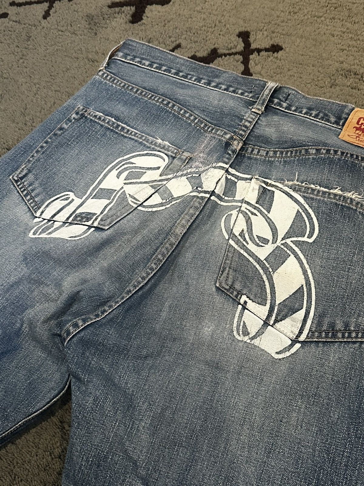 Bape Vintage Bape Baby Milo Store Sad Face Jeans Distressed Size US 34 / EU 50 - 7 Thumbnail