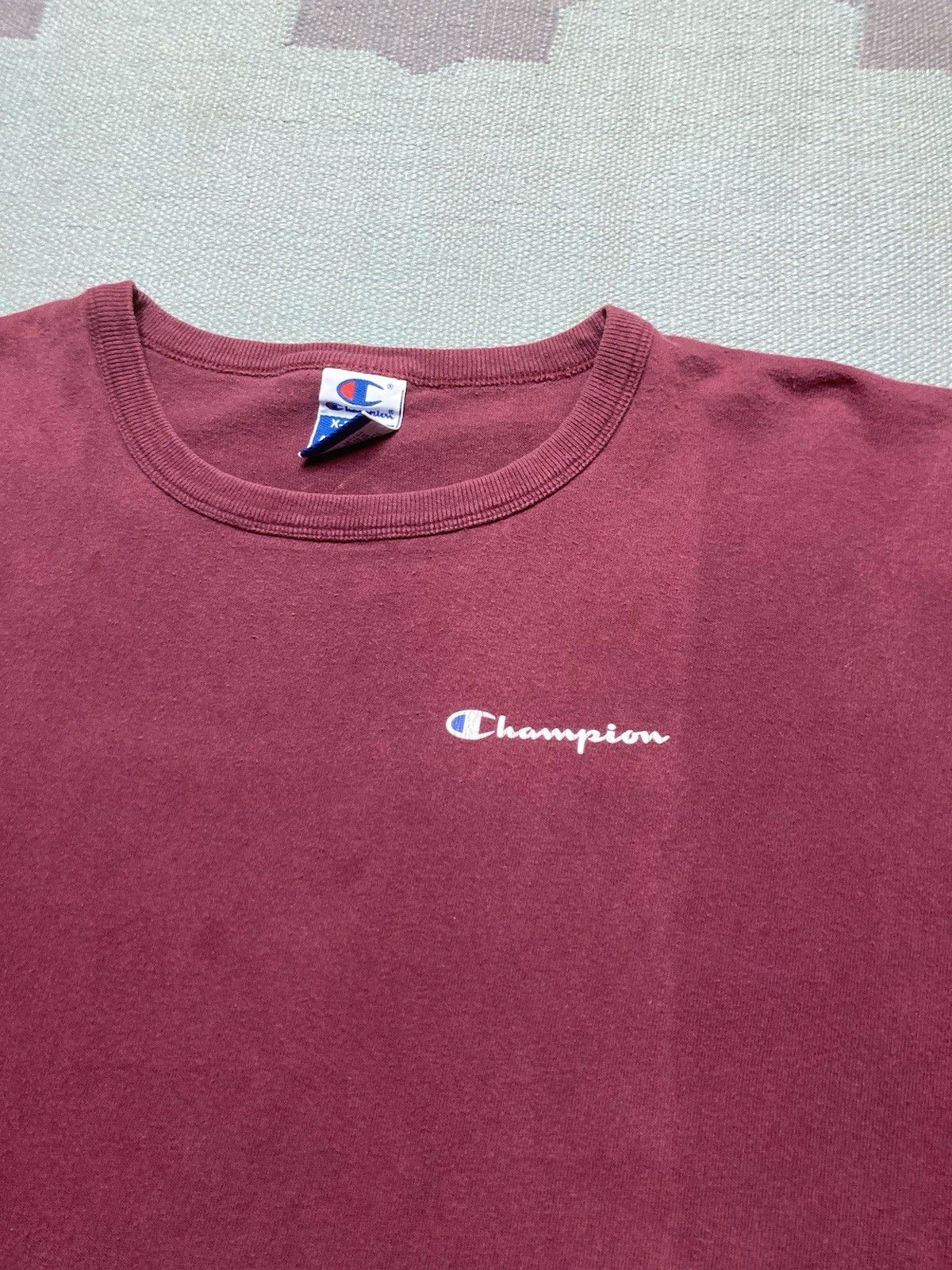 Vintage 90s champion t shirt blank maroon burgundy spell cotton XL Size US XL / EU 56 / 4 - 3 Thumbnail