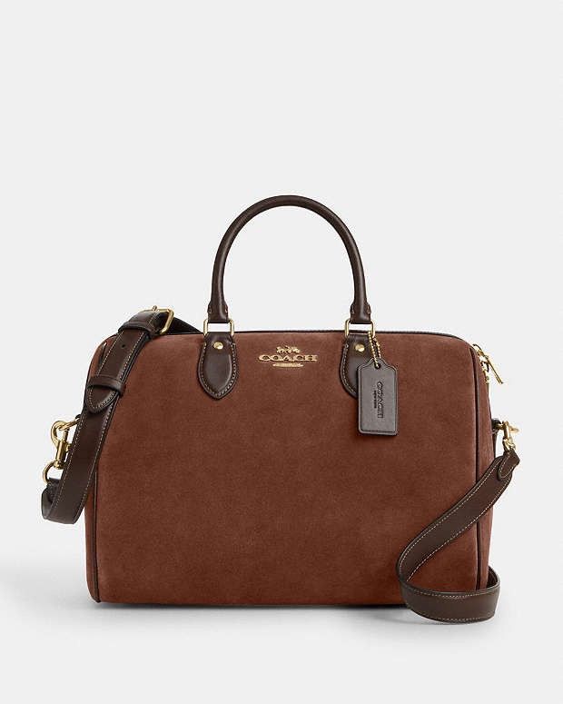 Coach Coach Rowan Suede Large Satchel Bag CCC79 Vintage Brown Size ONE SIZE - 1 Thumbnail