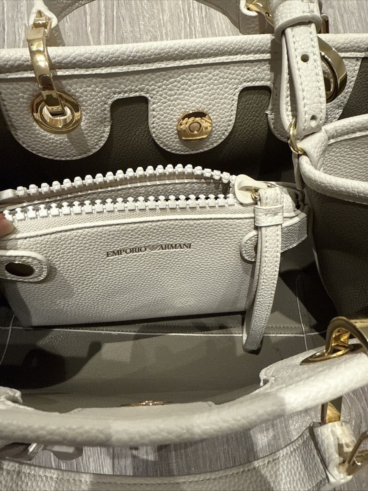 Emporio Armani Emporio Armani Cream Mini Bag with Gold Accents Size ONE SIZE - 7 Thumbnail