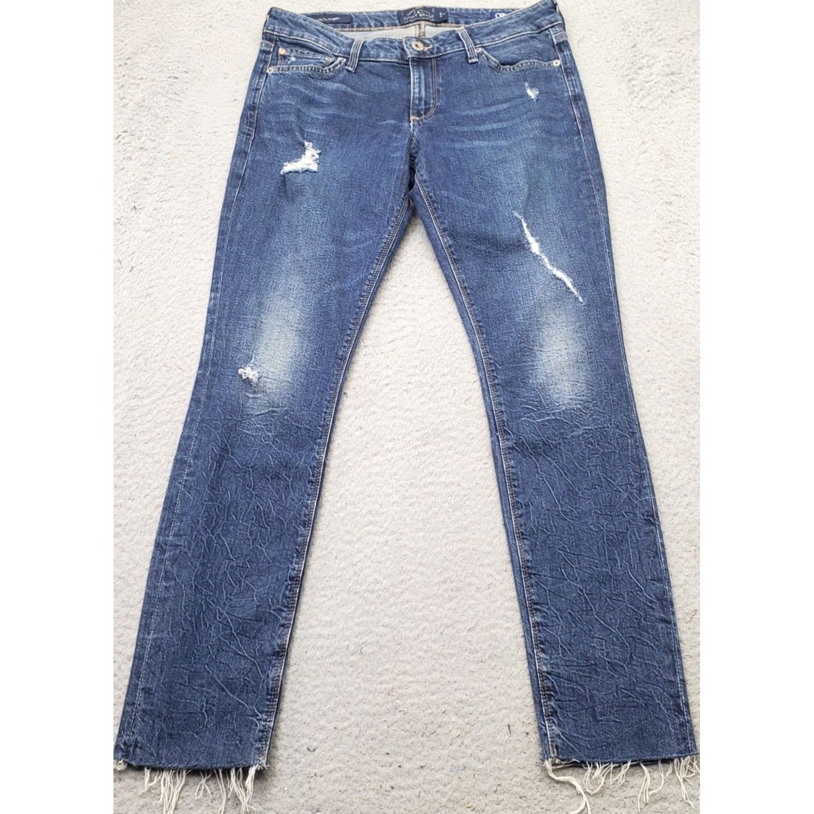 Lucky Brand Lucky Brand Lolita Skinny Jeans Womens Size 2 Blue Denim ORTA Premium Distressed, Jeans, Womens, 2, Blue, Medium Wash, 5-Pocket, Regular Fit Size 26" / US 2 / IT 38 - 2 Thumbnail