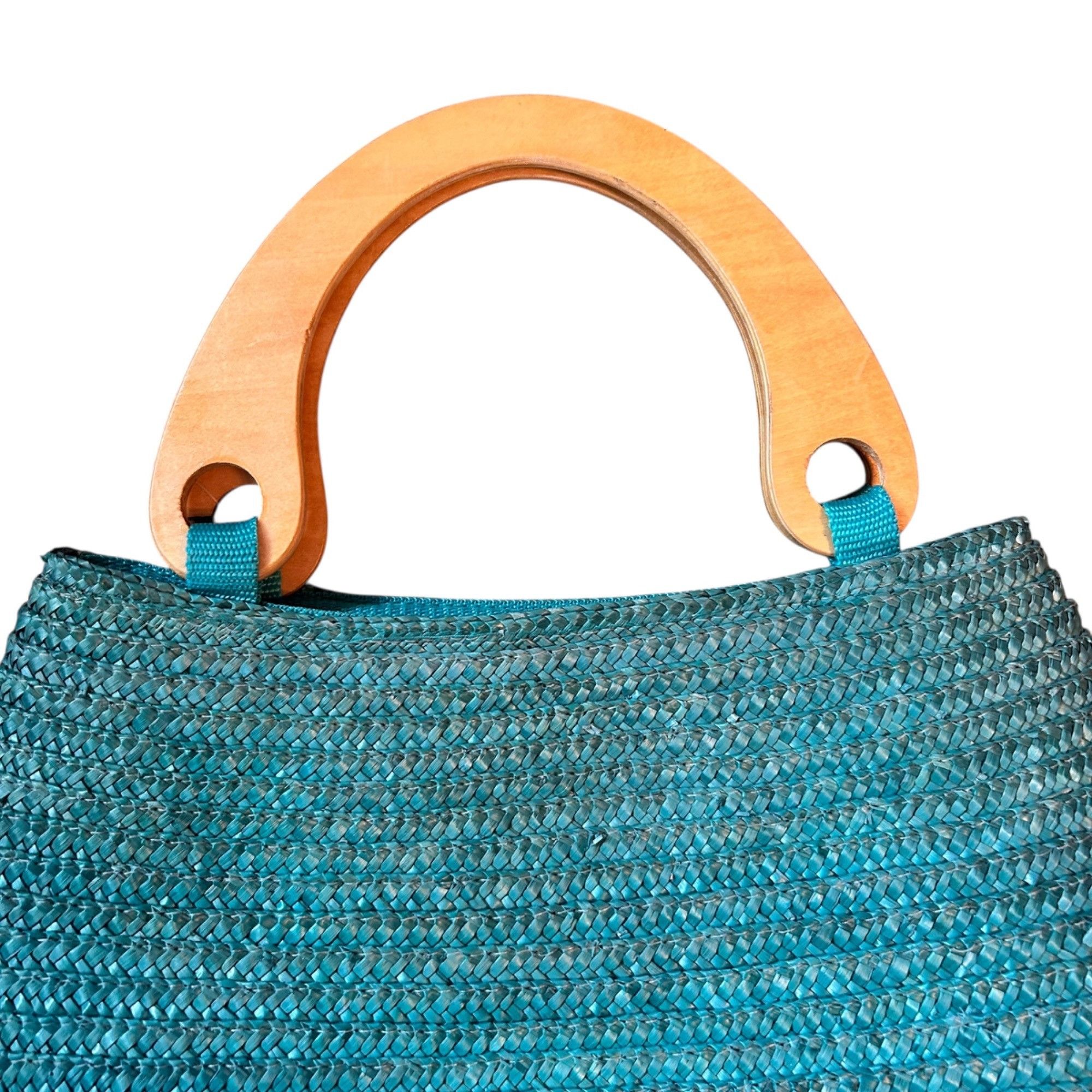 Vintage Vintage Jennifer Moore Turquoise Rattan Bamboo Shoots Purse Size ONE SIZE - 2 Thumbnail