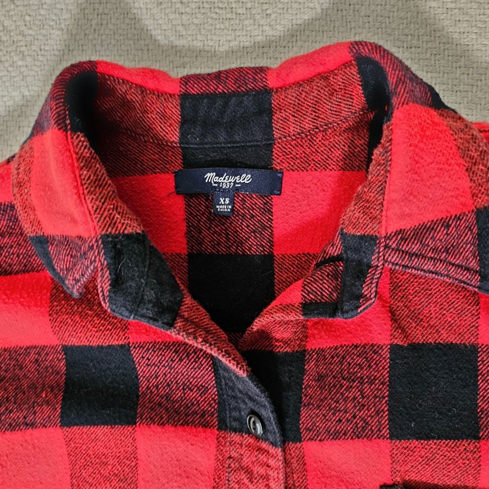Madewell Madewell Shirt Women XS Long Sleeve Button Front Plaid Flannel Red Black Size XS / US 0-2 / IT 36-38 - 2 Thumbnail