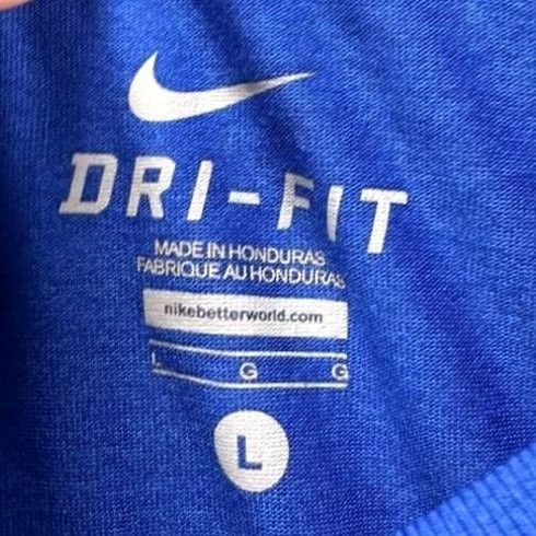 Nike Nike Dri-Fit T-Shirt Mens Large Blue Yellow Swoosh Logo Short Sleeve Tee Size US L / EU 52-54 / 3 - 3 Thumbnail