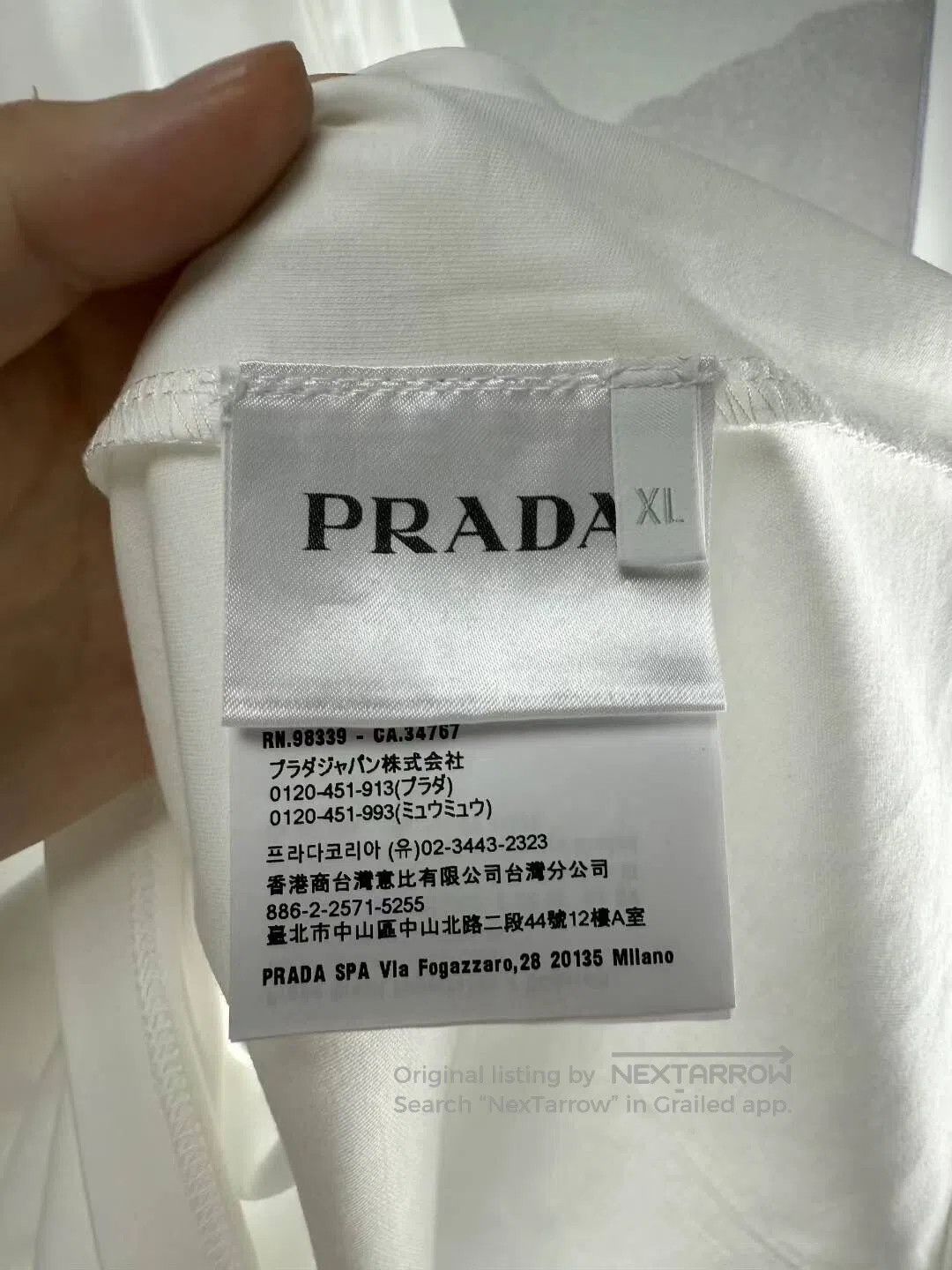 Prada Prada White Chest Triangle Logo Short Sleeve T-Shirt| Size L / US 10 / IT 46 - 3 Thumbnail