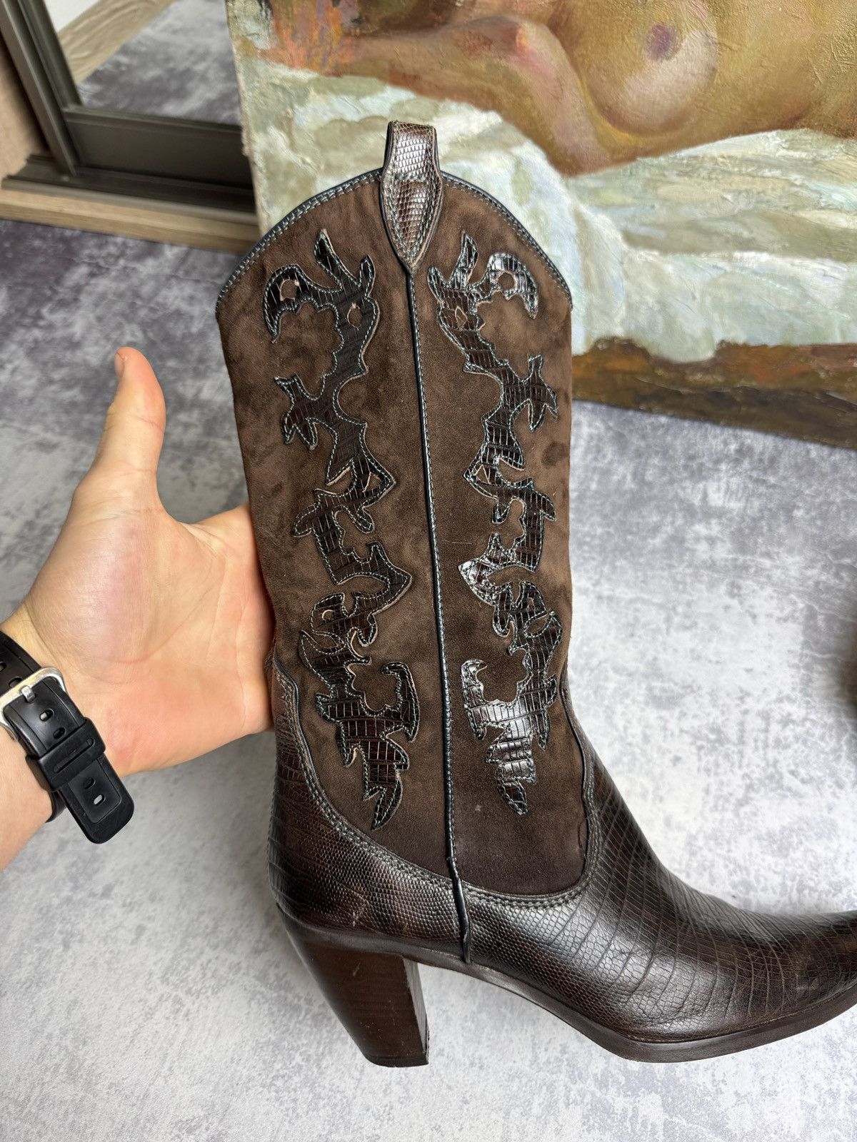 RARE Varese Designer Cowboys Y2K Leather Vintage Heels Boots