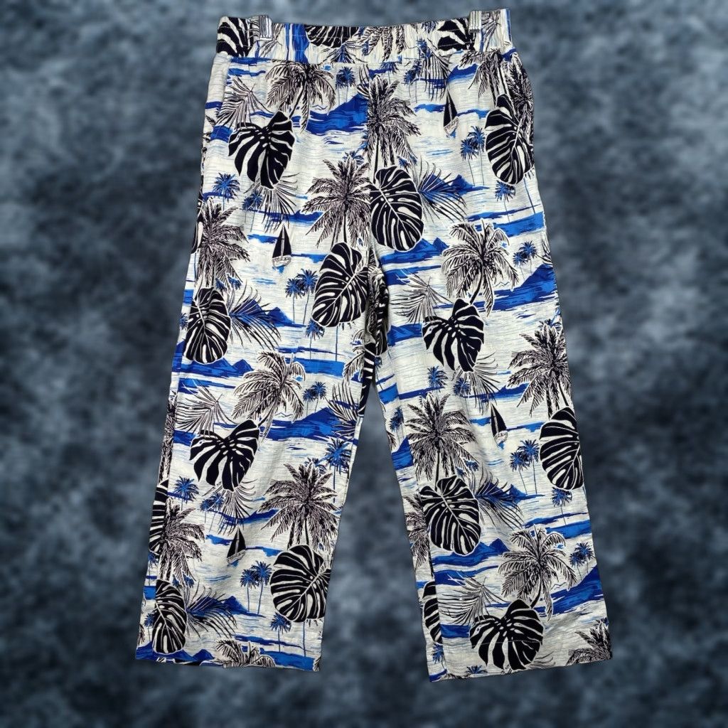 Vintage C&C California Womens Pants XL Linen Wide Leg Hawaiian Tropical Beach Sailboats Size 40" / US 18 - 1 Thumbnail