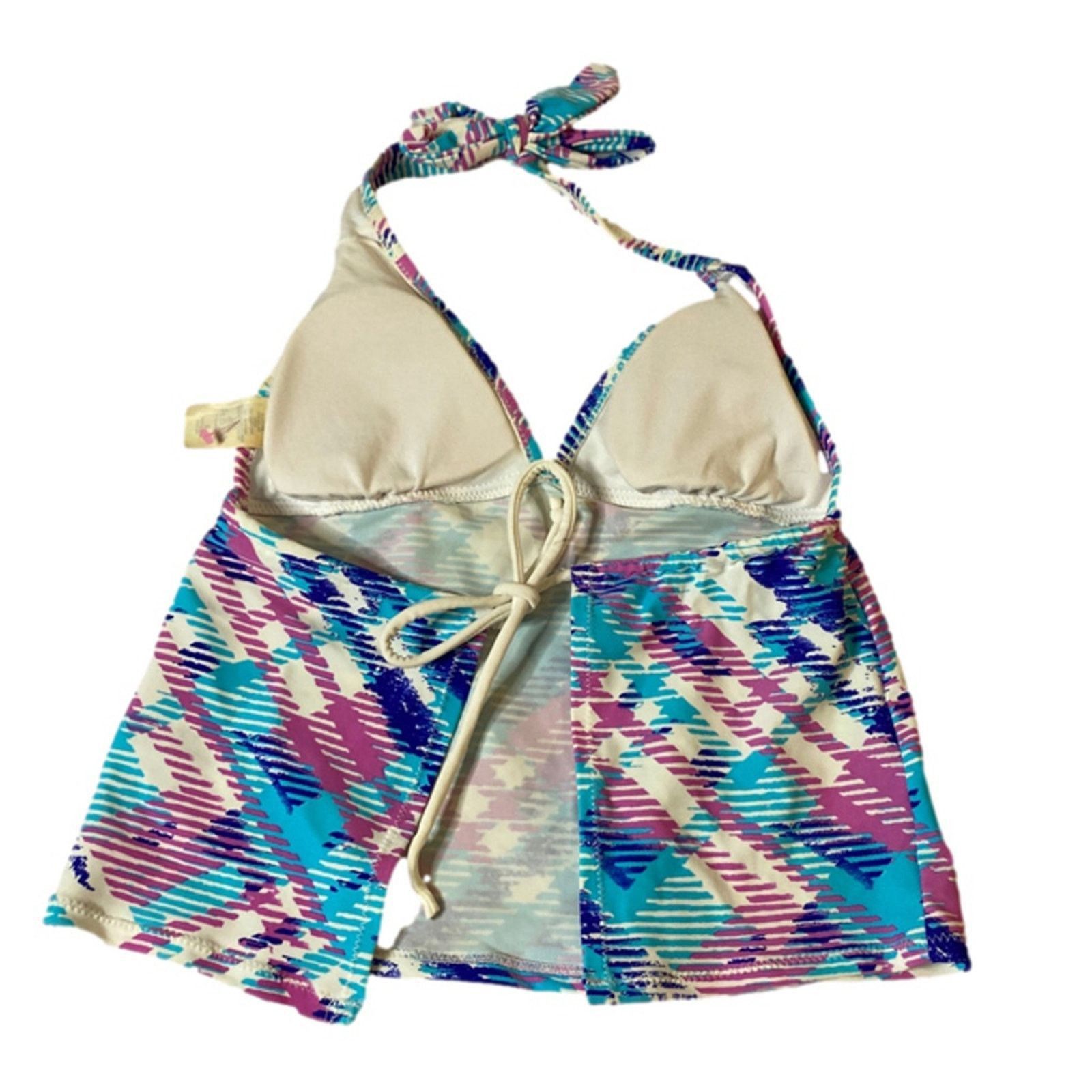 Other Beach Scene Halter Bikini Tankini Top 90s Y2K Print Size S Size ONE SIZE - 8 Thumbnail