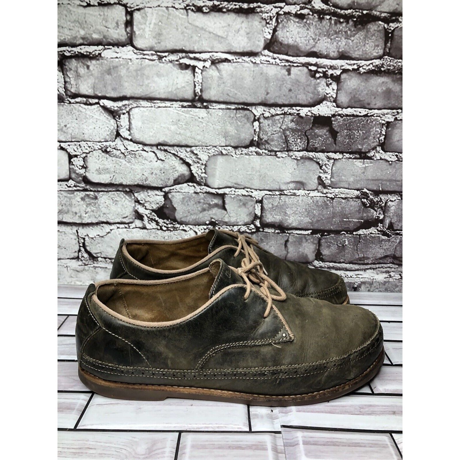 Olukai Olukai Honolulu Lace Olive Green Leather Casual Oxfords Shoe Size US 10 / EU 43 - 9 Thumbnail