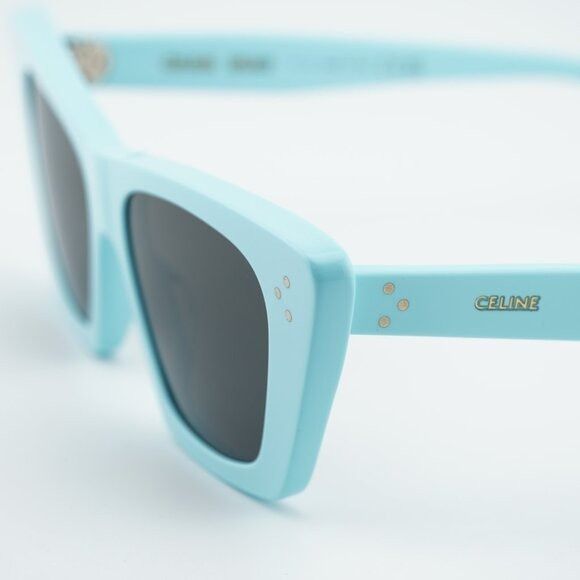 Celine CL40187I 84A Cat Eye Sunglasses - Shiny Sky Blue/Grey Celine 3 Dots Cl40187i Women Blue Cat Eye Sunglasses – Otticanet main image 2