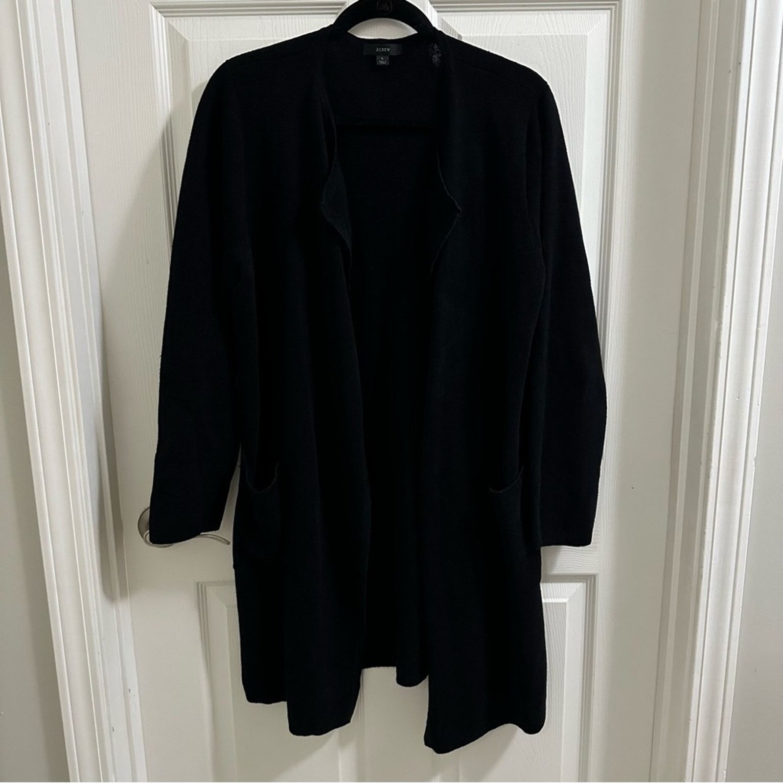 J.Crew J.CREW Juliette collarless sweater-blazer linen blend Black Size L / US 10 / IT 46 - 4 Thumbnail
