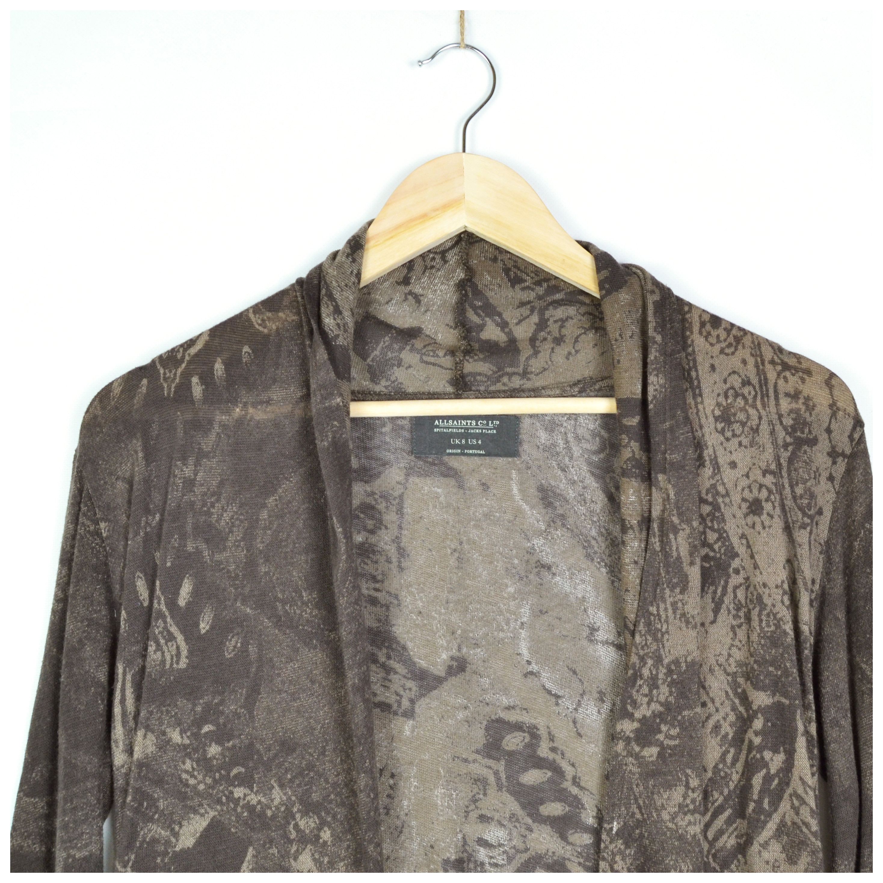 Allsaints AllSaints Open Cardigan Womens Brown Lightweight Knitted US4 Size S / US 4 / IT 40 - 3 Thumbnail