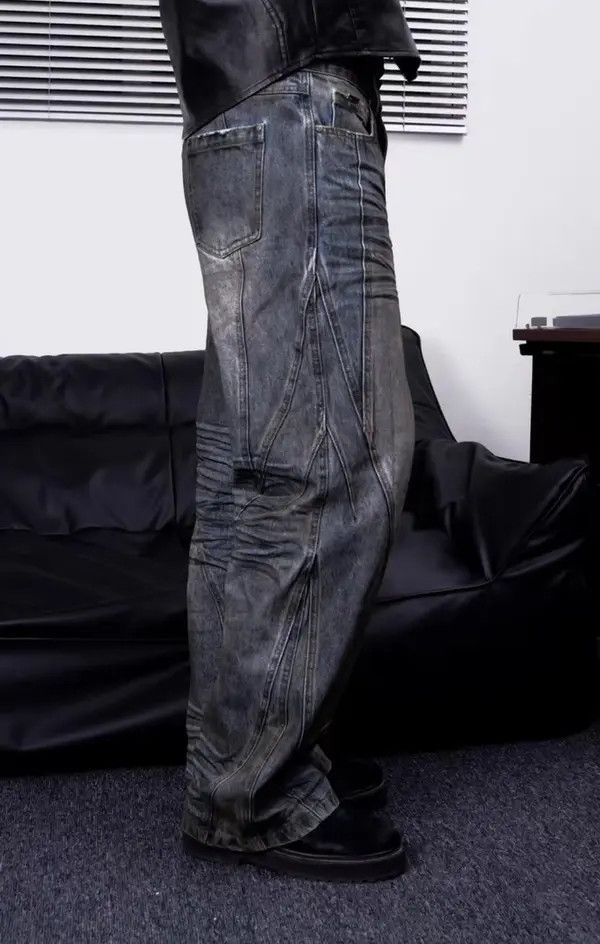 Japanese Brand VIBE Distressed muddy stained design texture ruined jeans Size US 30 / EU 46 - 2 Thumbnail