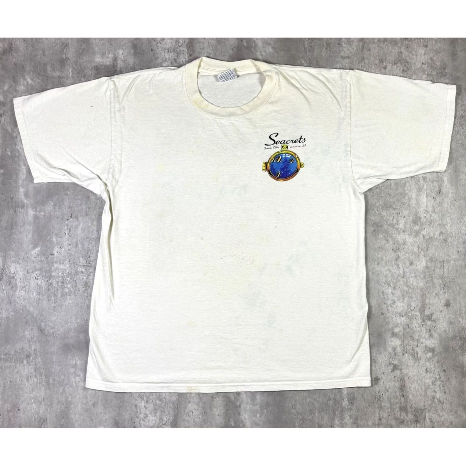 Gildan VINTAGE Gildan Ocean City Jamaica USA Fish Ocean Art T Shirt XL White Crew Neck Short Sleeve Graphic Print Men's Size US XL / EU 56 / 4 - 2 Thumbnail