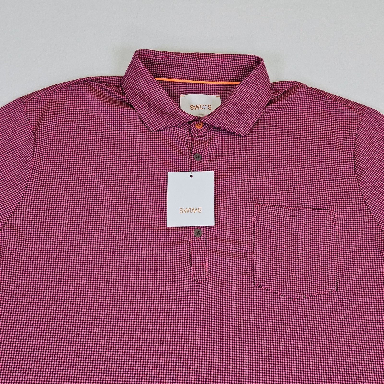 Swims SWIMS Crewart Polo Shirt Pink Micro Check Performance Golf Size US XXL / EU 58 / 5 - 1 Thumbnail