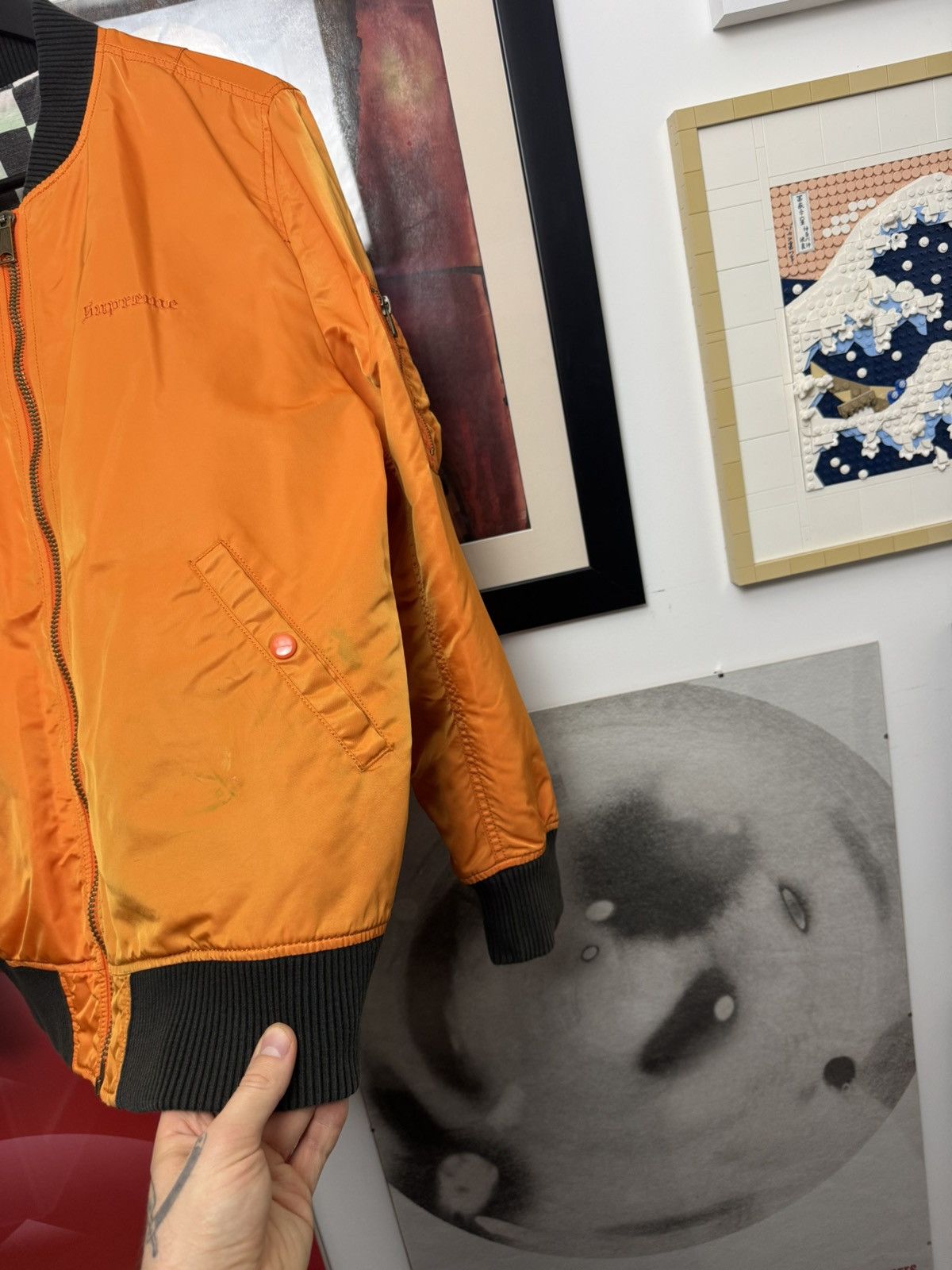 Supreme SS16 Supreme Reversible Checkered MA-1 Bomber Jacket Orange Size US L / EU 52-54 / 3 - 14 Thumbnail