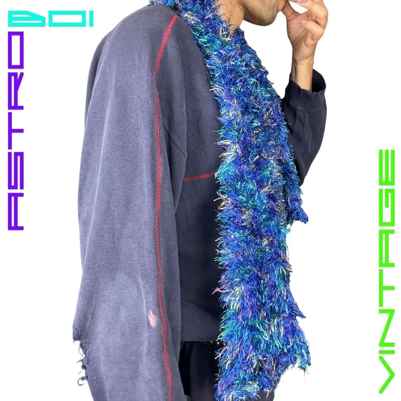 Other Vintage Handknit Blue Fuzzy Winter Scarf Size ONE SIZE - 6 Thumbnail