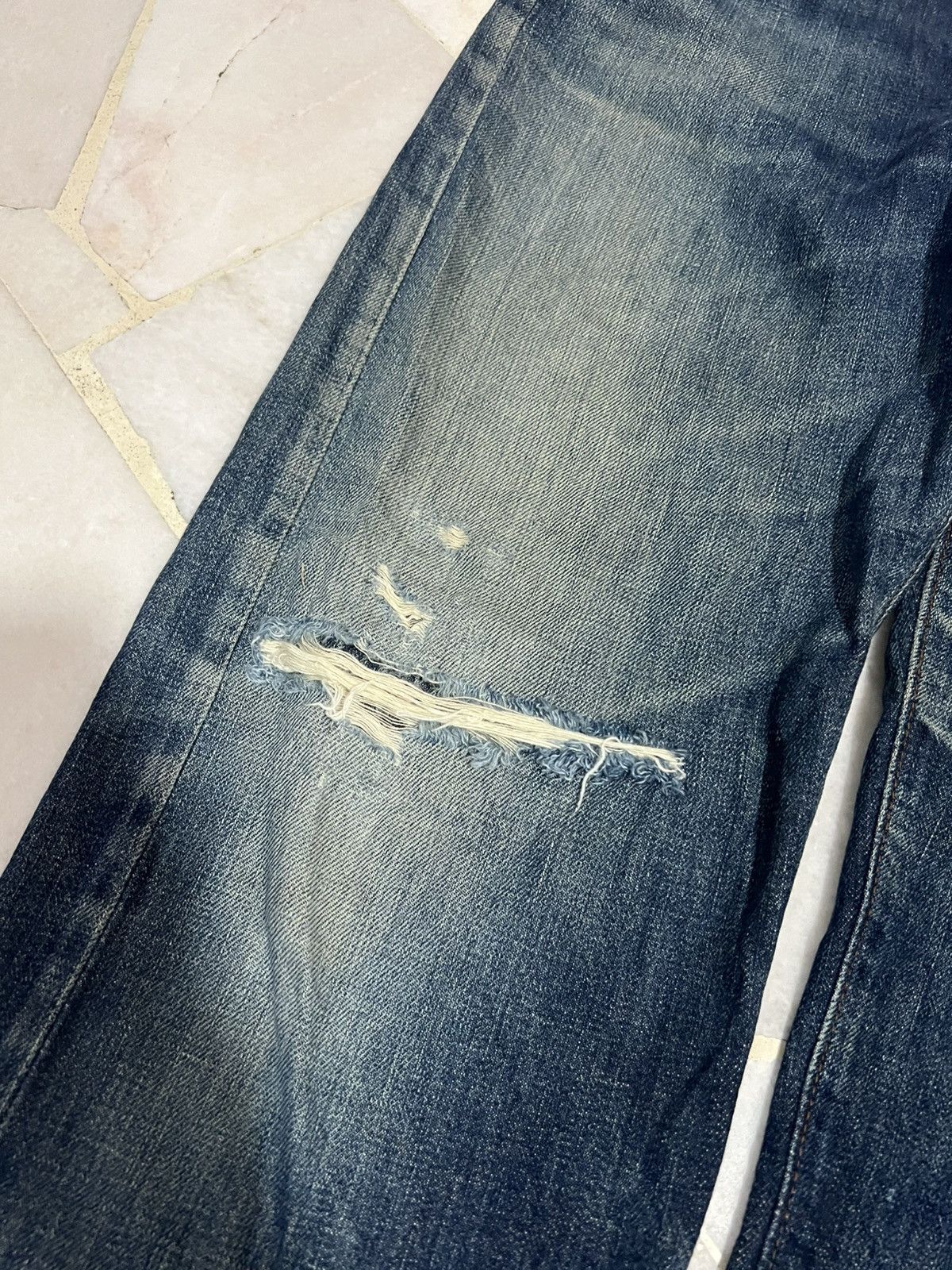 If Six Was Nine × Japanese Brand 💥Baggy💥Vintage Gl Heart Mud Wash Distressed Jeans Japan Size US 31 - 6 Thumbnail