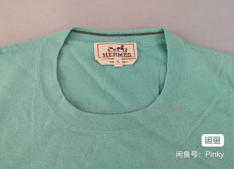 Hermes Hermes Cashmere sweater knit, mint blue, 80% cashmere + 20 Size US XL / EU 56 / 4 - 3 Thumbnail