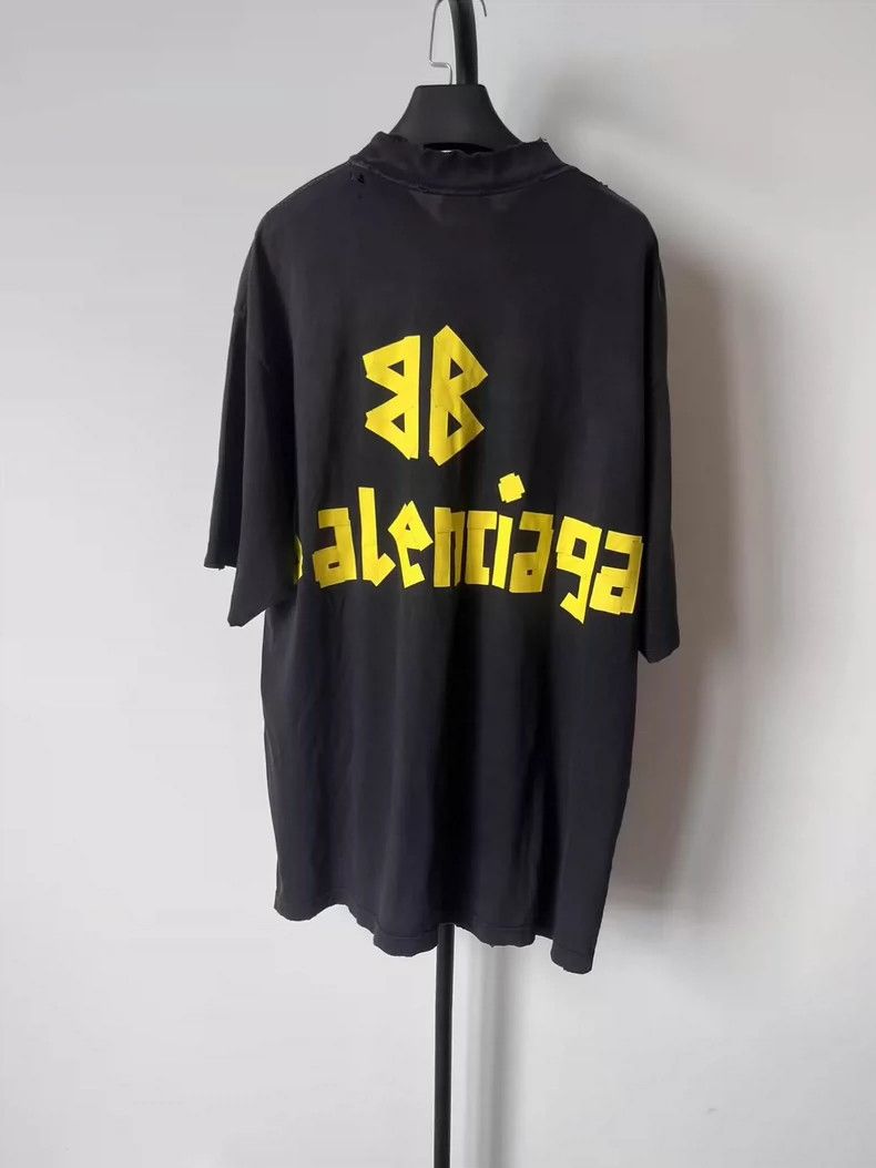 Balenciaga Balenciaga Tape Letter Logo Printed Crew Neck Short Sleeve Size US M / EU 48-50 / 2 - 2 Thumbnail