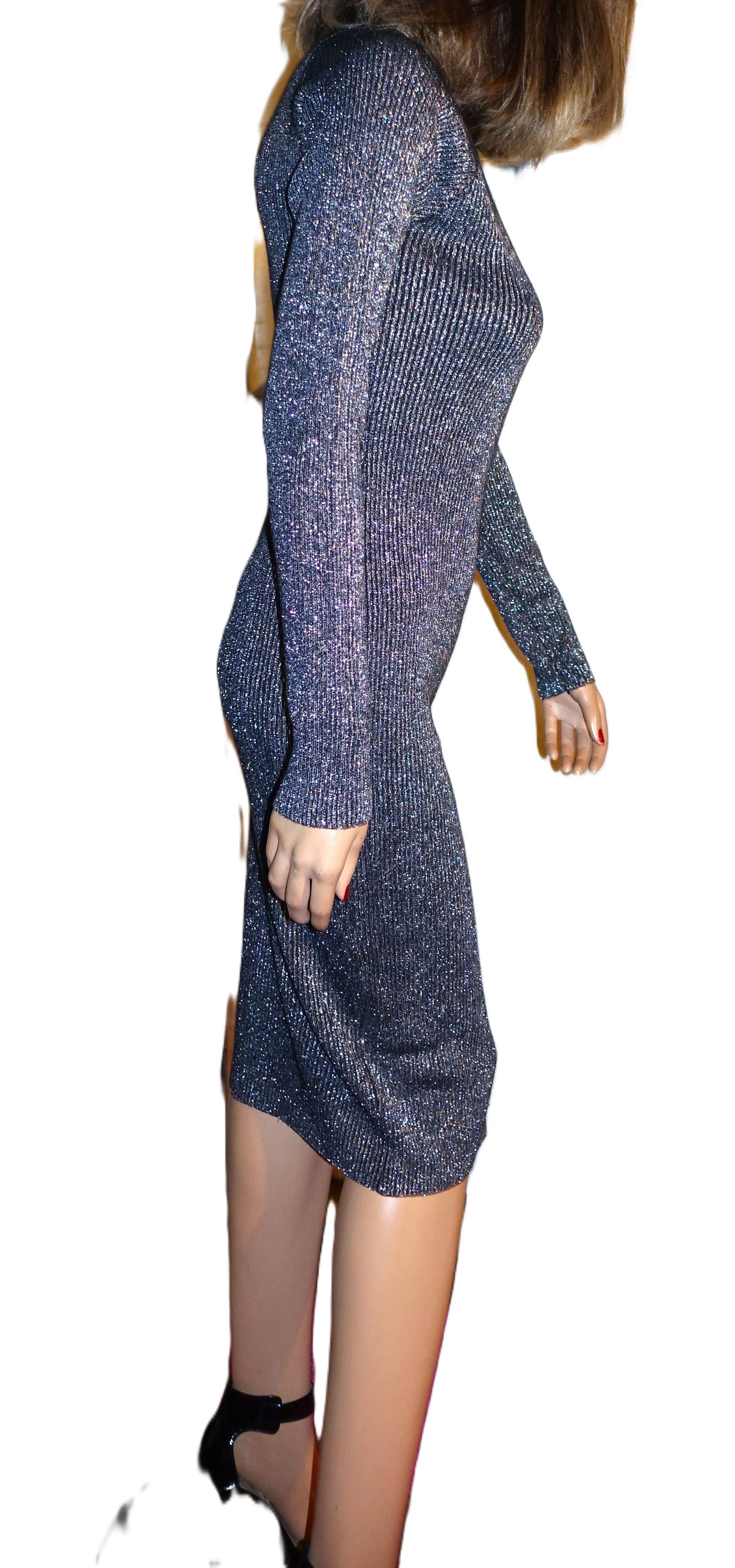 Other Say What Gray Metallic Sweater Pencil Dress L NWT Size L / US 10 / IT 46 - 7 Thumbnail