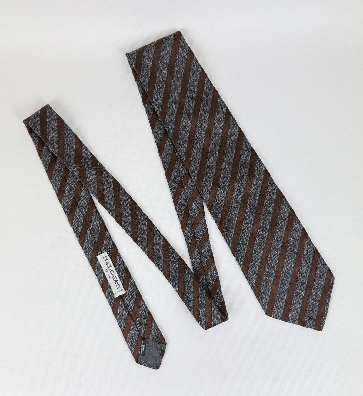 Dolce & Gabbana Dolce & Gabbana 100% silk Tie Gray Brown Necktie for Men Top Size ONE SIZE - 3 Thumbnail