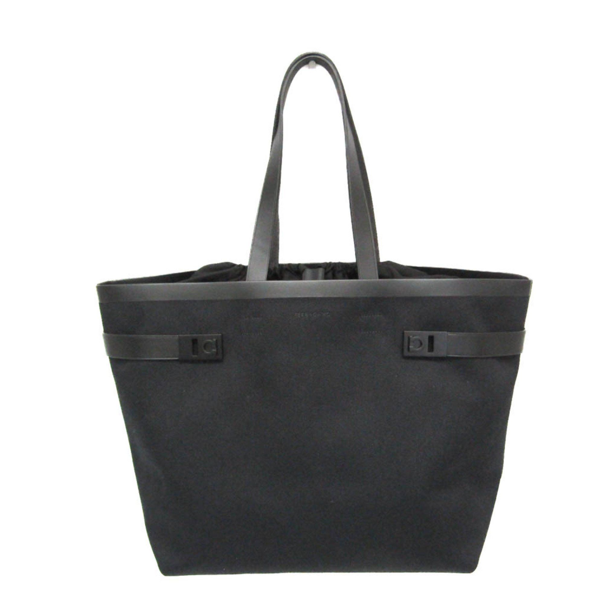 Salvatore Ferragamo Salvatore Ferragamo Gancini Big Tote EE-24 1295 Men's Canvas,Leather Tote Bag Black Size ONE SIZE - 1 Thumbnail