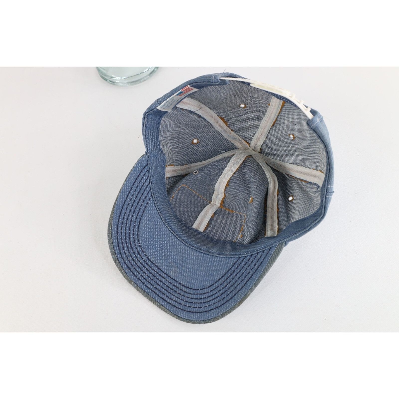 Caterpillar Deadstock Vintage 70s Caterpillar Cat Spell Out Chambray Hat Size ONE SIZE - 9 Thumbnail