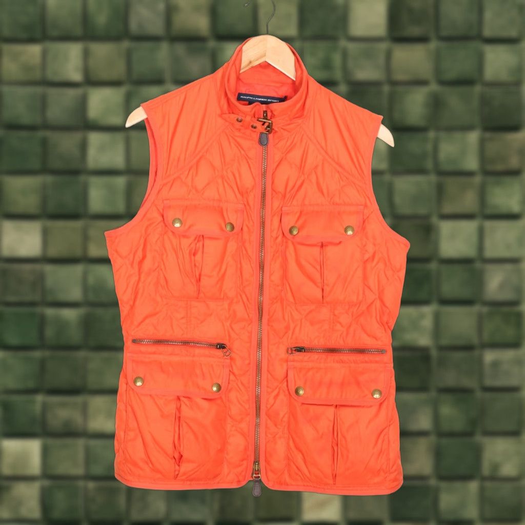 Polo Ralph Lauren VINTAGE Ralph Lauren Sport Quilted Gilet Vest Jacket Bodywarmer Women XL Quilted Down Insulated Zip Jacket Orange Waistcoat XL Women Size XL / US 12-14 / IT 48-50 - 1 Thumbnail