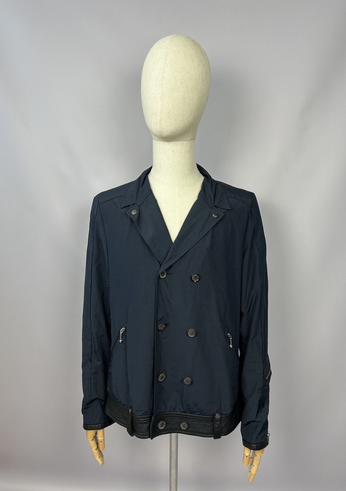 Japanese Brand Cy Choi Double Breasted Navy Nylon Coat Jacket Size L Size US L / EU 52-54 / 3 - 2 Thumbnail