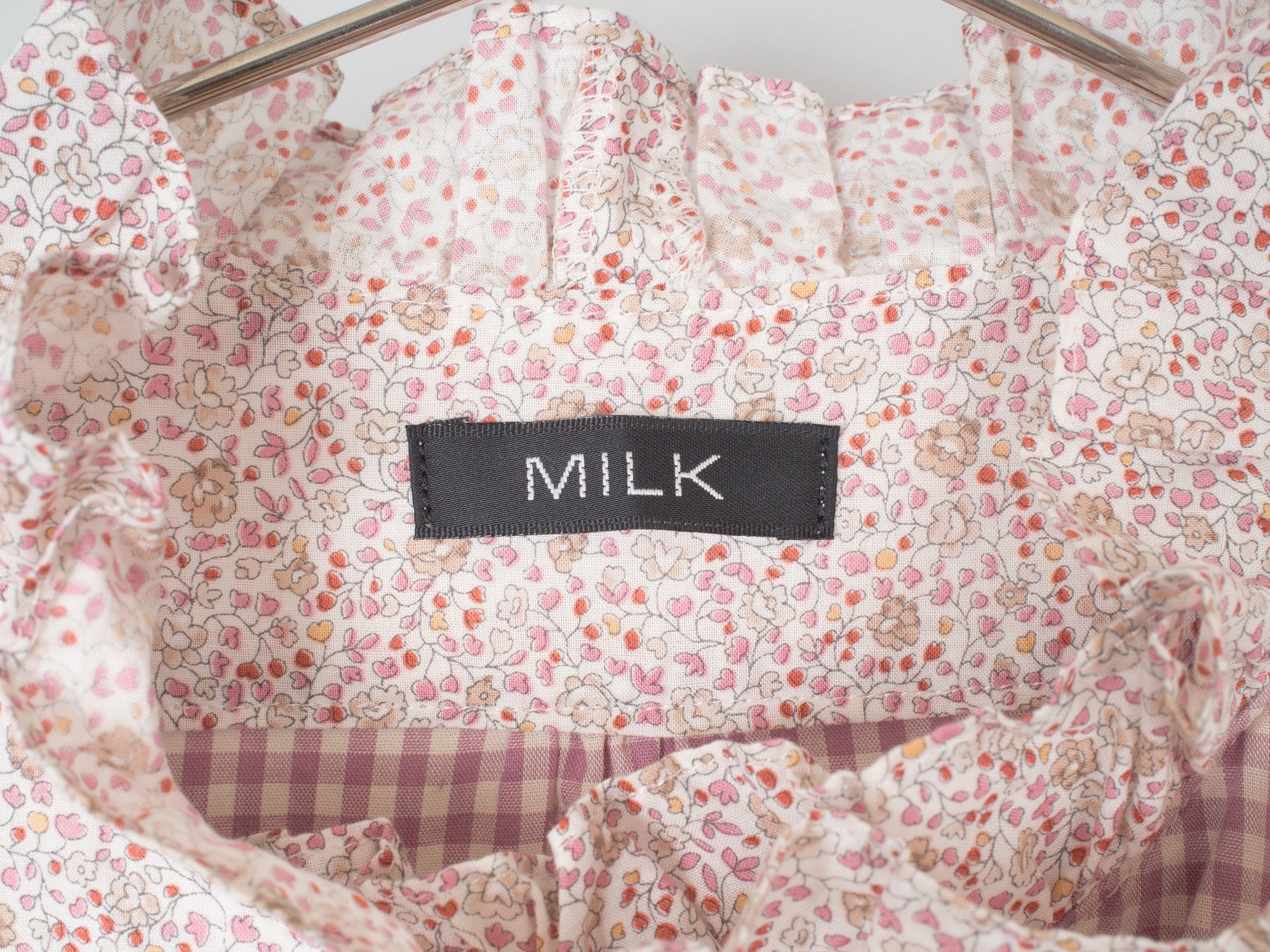 MILK Gingham Check Liberty Floral Print Picnic Pinafore Dress Size S / US 4 / IT 40 - 10 Thumbnail
