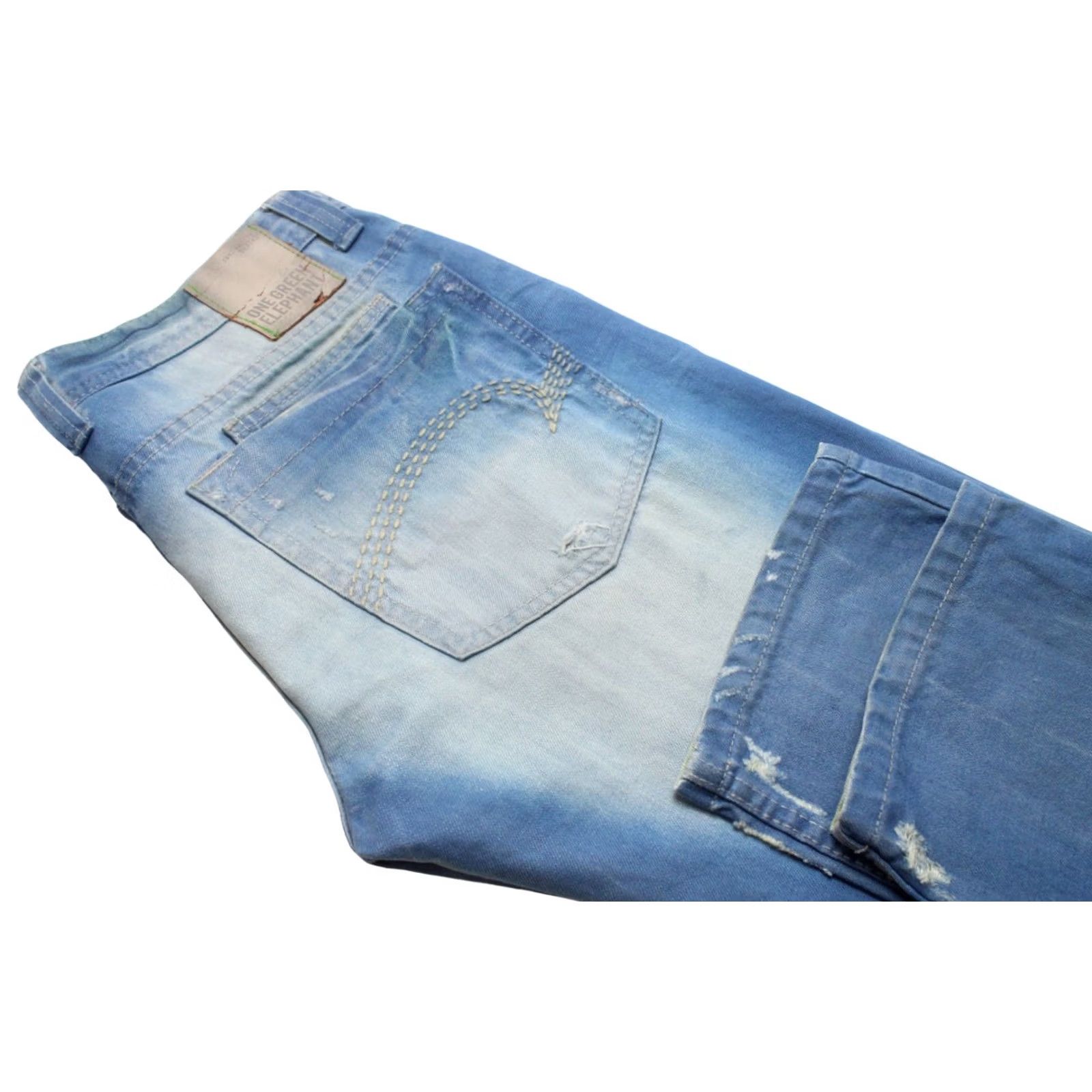 Vintage ONE GREEN ELEPHANT Chico Jeans Men's W34/L34 Ripped Distressed Button Blue Size US 34 / EU 50 - 5 Thumbnail