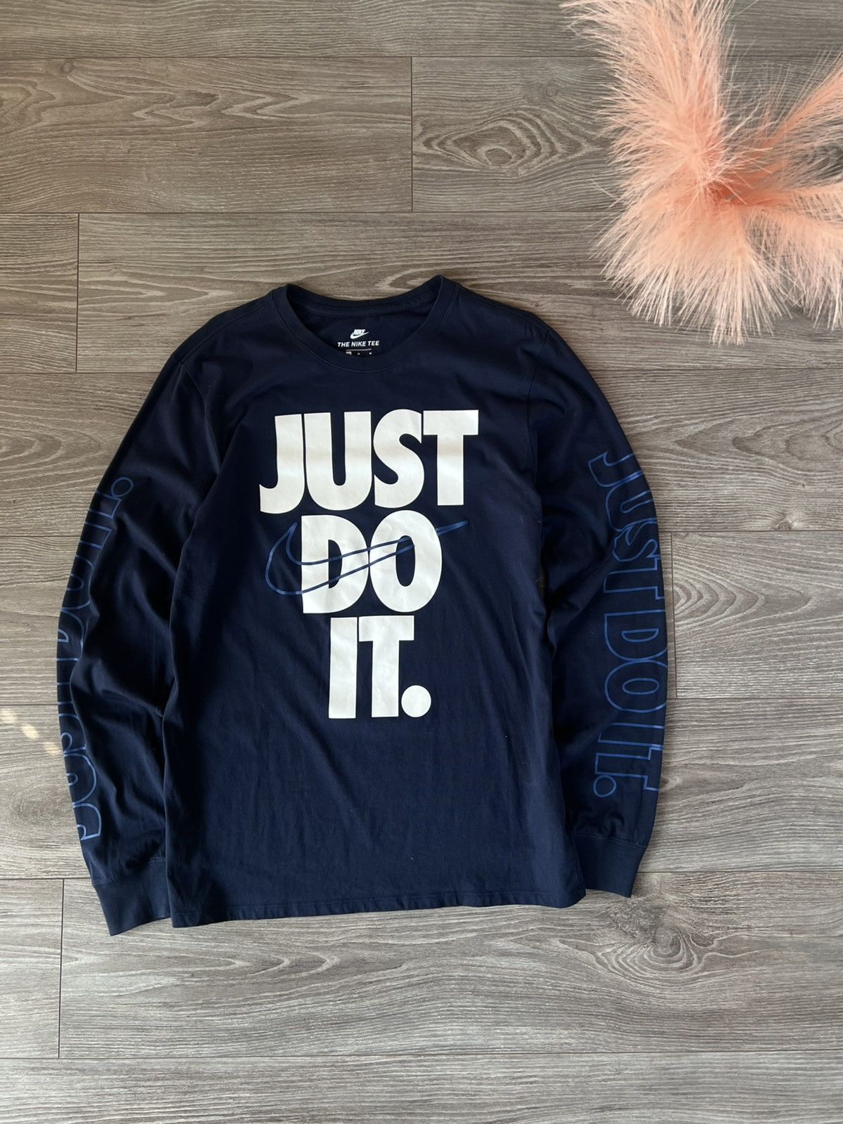 Nike ‼️Nike Big Logo Overprinted Just Do It Swoosh Long Sleeve Tee Size US M / EU 48-50 / 2 - 7 Thumbnail