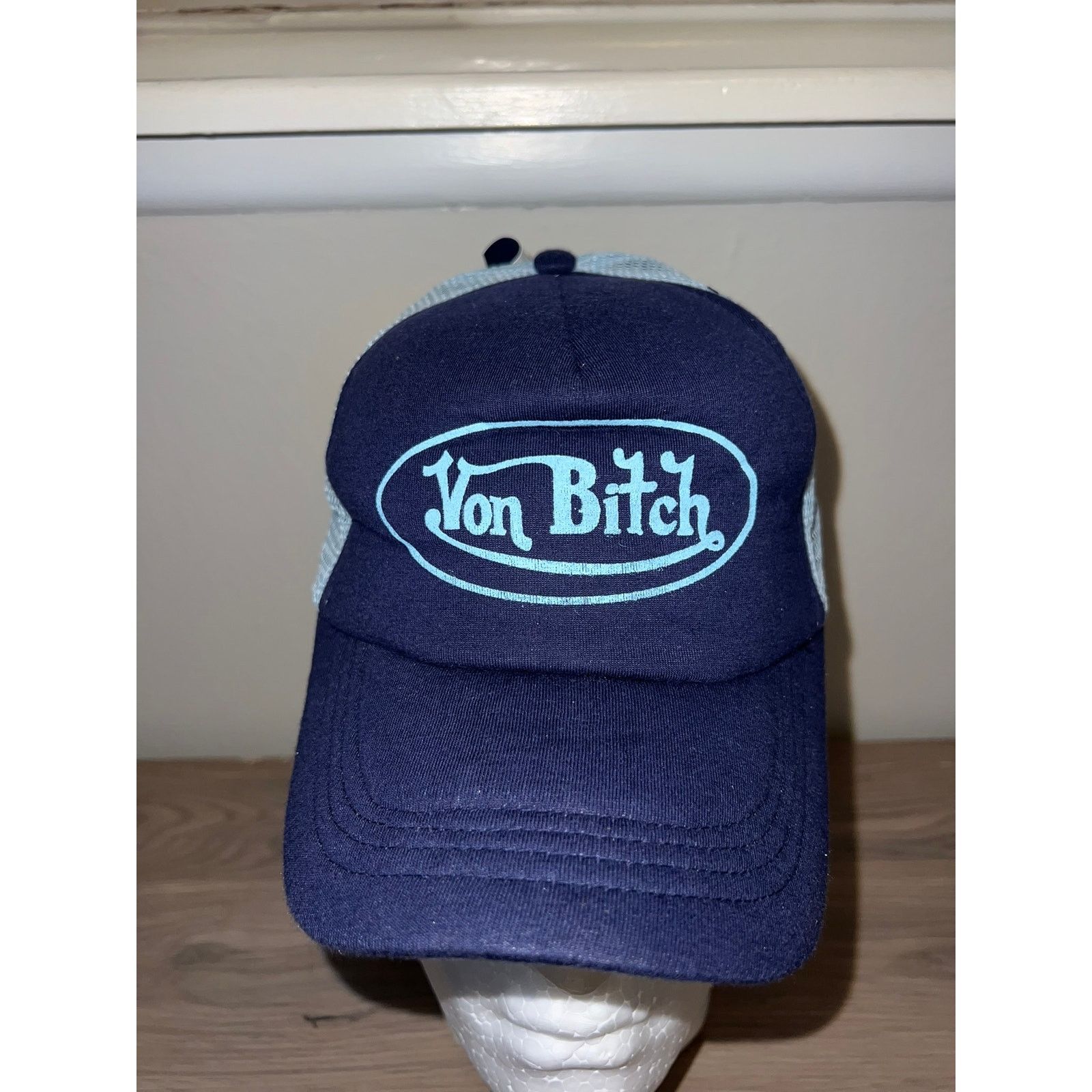 Vintage Y2K Von B*tch Blue Toned Hat Headwear Designer Spoof 2000s Size ONE SIZE - 2 Thumbnail