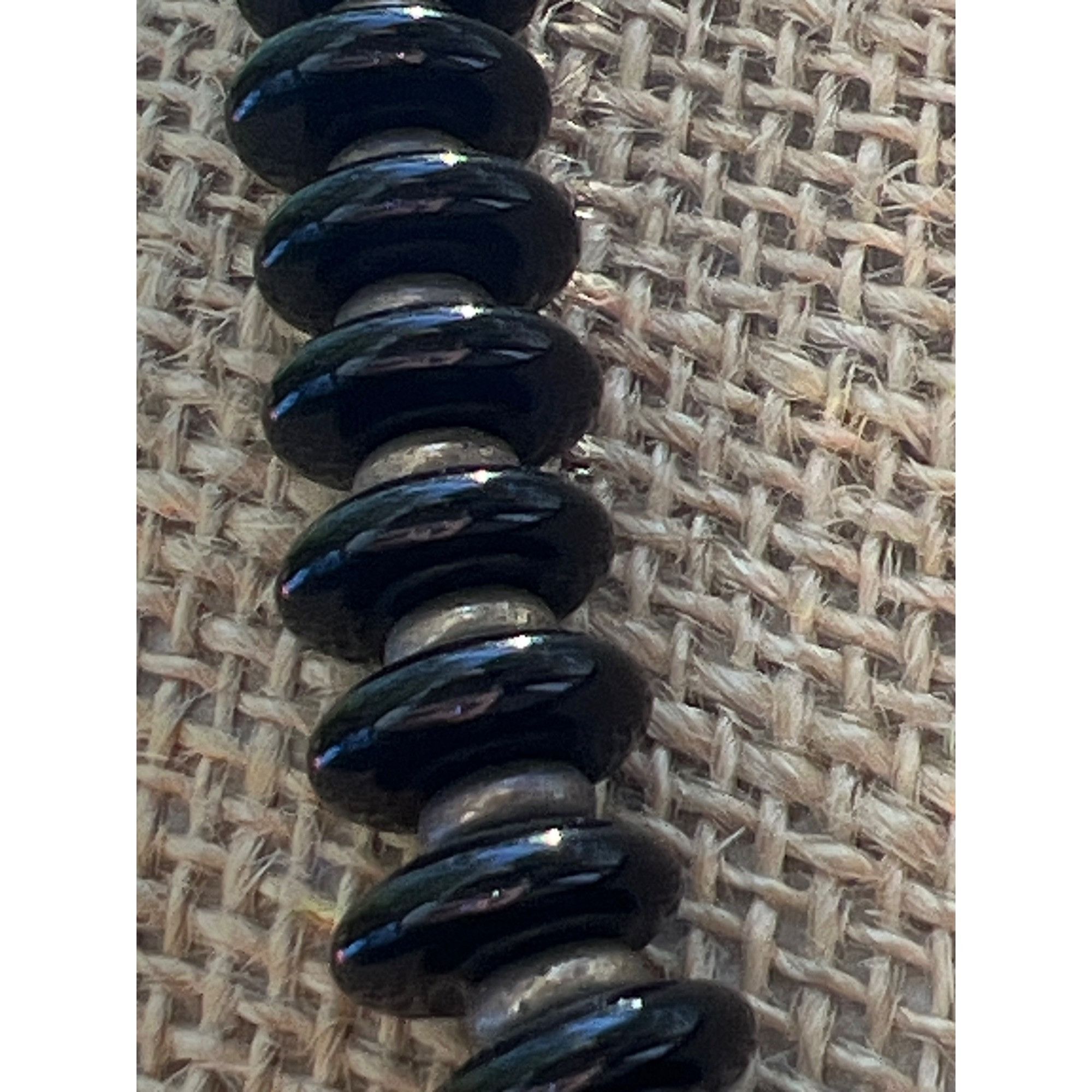 Other Vintage Black Agate Silver Beaded Necklace Magnetic Clasp St Size ONE SIZE - 2 Thumbnail
