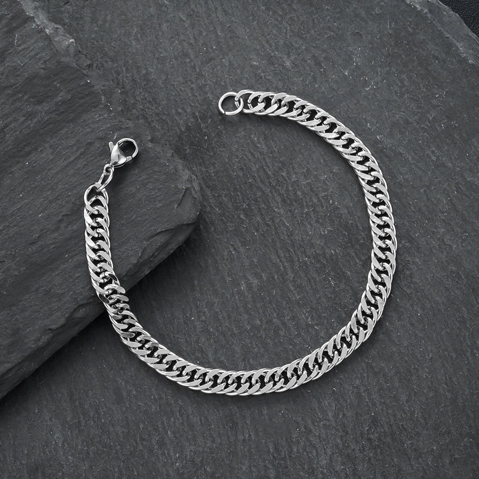 Jewelry Silver Chain Link Bracelet, Classic Men's Bracelet Size ONE SIZE - 4 Thumbnail