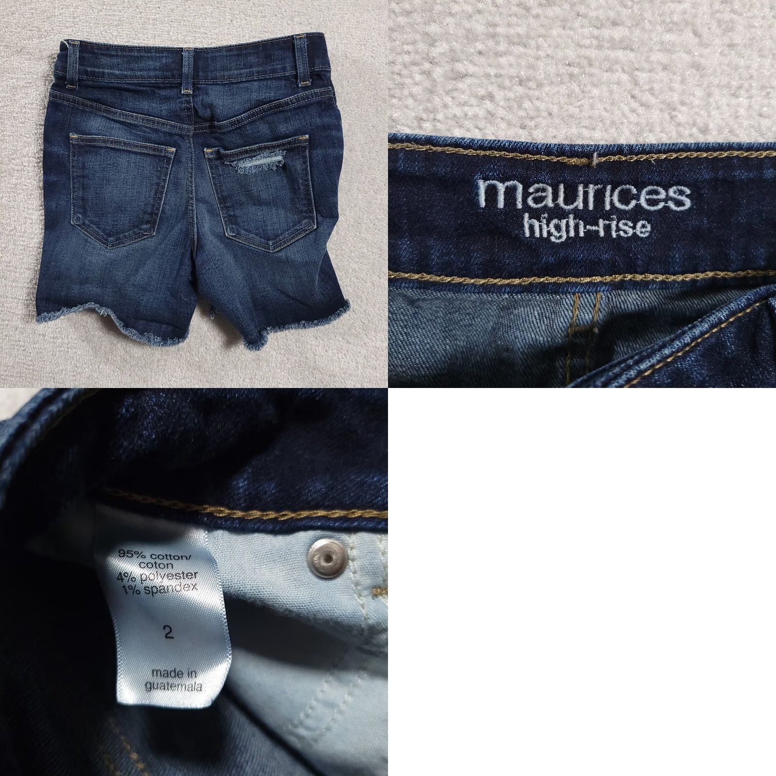 Vintage Maurices Denim Jean Shorts Womens 2 High Rise Distressed Blue Button Fly - Vintage Size 26" / US 2 / IT 38 - 8 Thumbnail