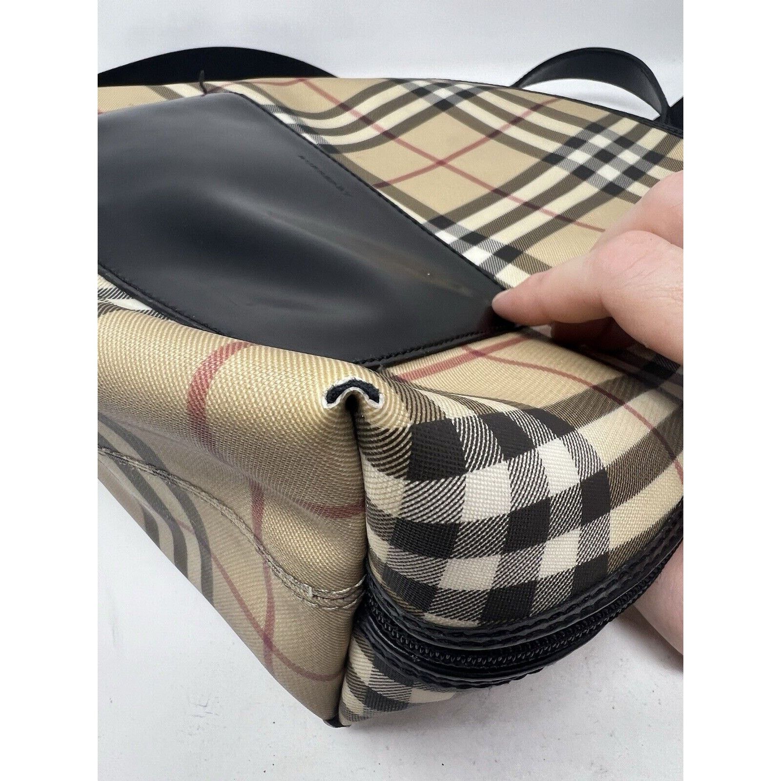 Burberry Burberry London House Check Unisex Leather Beige Rucksack Size ONE SIZE - 7 Thumbnail