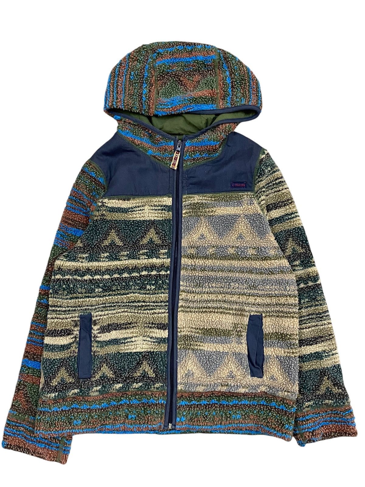 Vintage Cube Sugar Vintage Pattern Sherpa Fleece Jacket with Hood Size US M / EU 48-50 / 2 - 1 Thumbnail