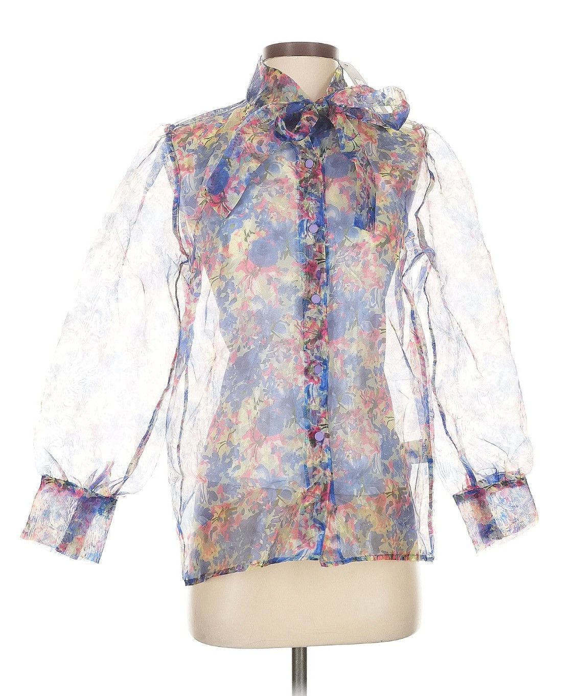 Other Quzu Floral Bow Sheer Blouse Size M / US 6-8 / IT 42-44 - 1 Thumbnail