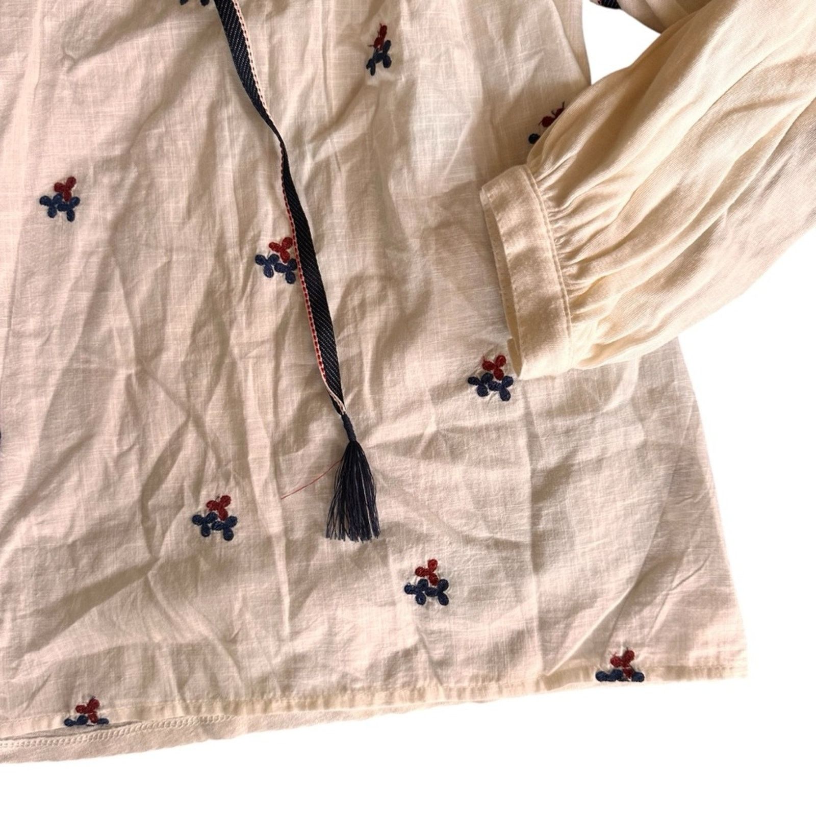 Lucky Brand Lucky Brand Boho Floral Embroidered Blouse – White – Size XS Size XS / US 0-2 / IT 36-38 - 5 Thumbnail