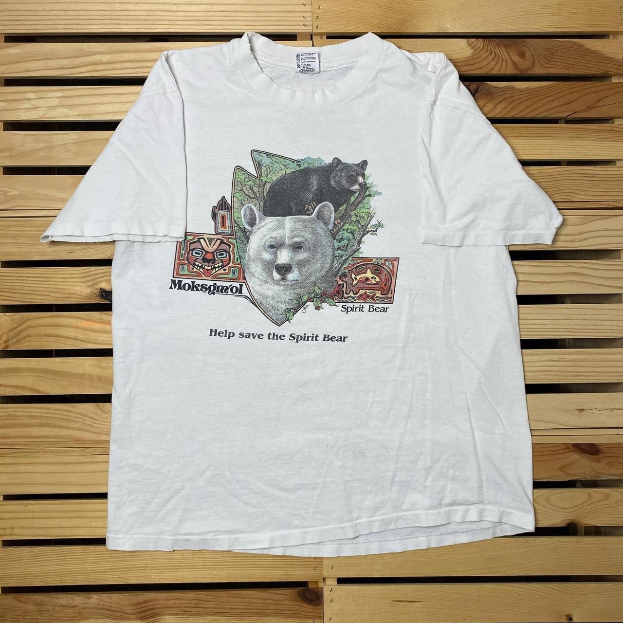 Anvil Vintage Spirit Bear White Nature Conservation Tee Size XL Size US XL / EU 56 / 4 - 1 Thumbnail